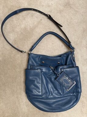 Marc By Marc Jacobs Navy Blue Pebbled Leather Hobo Shoulder Bag